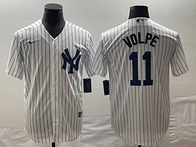 Mens New York Yankees #11 Anthony Volpe White Stitched MLB Cool Base Nike Jersey